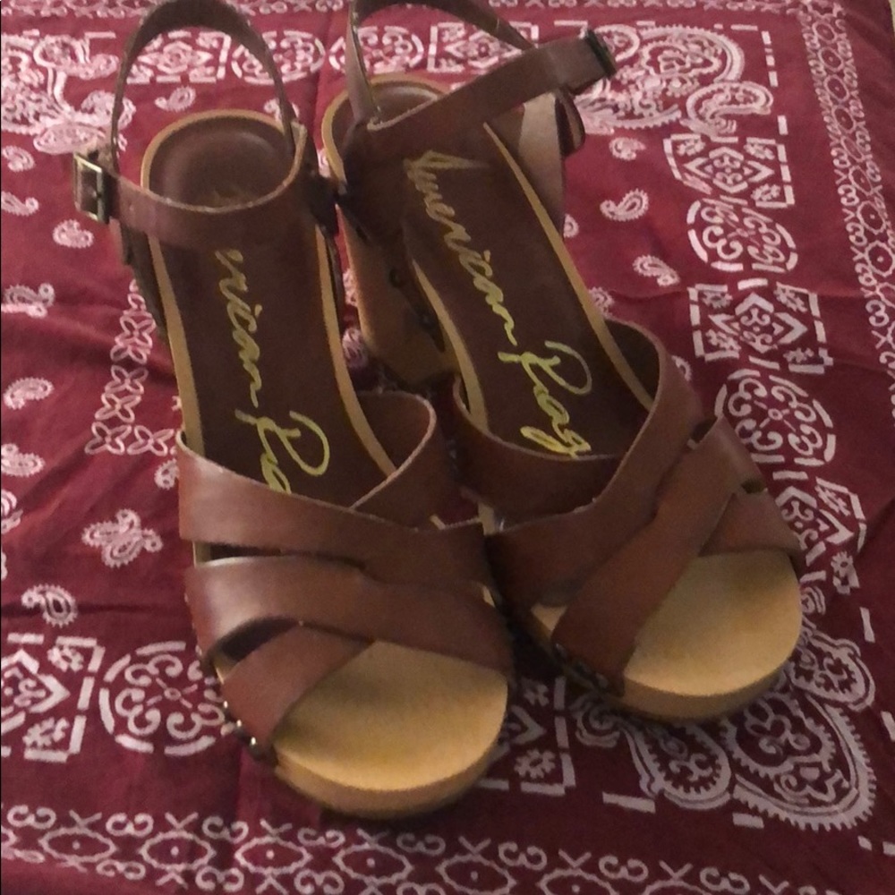 American Rag Brown and Wooden Sandal - Picture 2 of 4